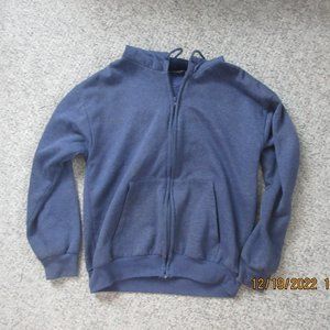 grayish blue zip up sweater